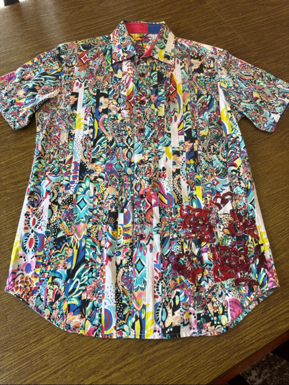 Robert Graham Multicolor Abstract Floral Short-Sleeve Button-Down Shirt